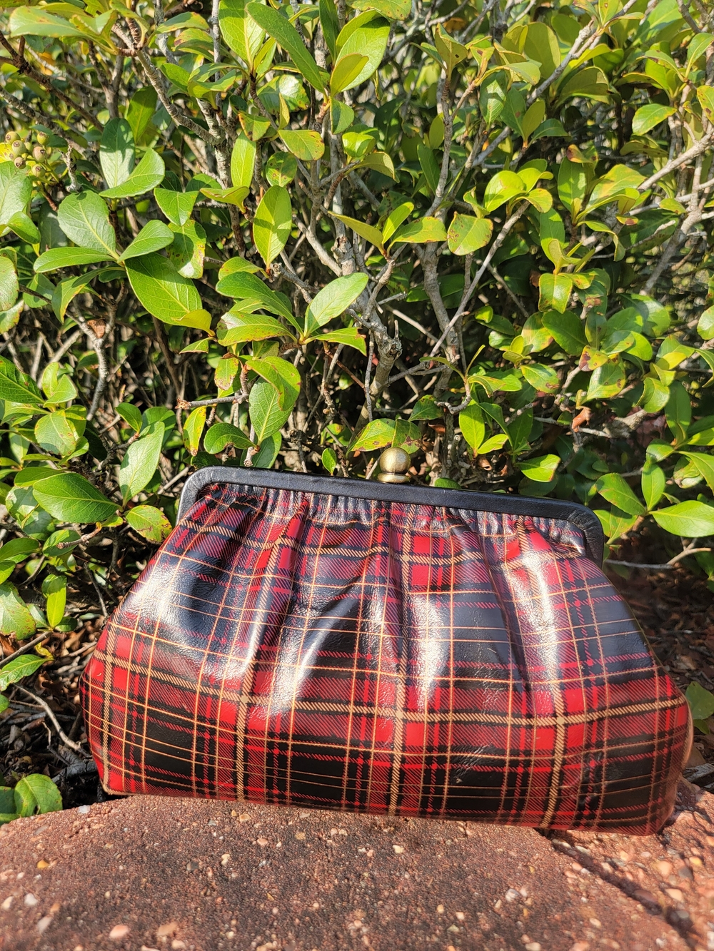 Patricia Nash Red and Black Plaid Clasp Clutch